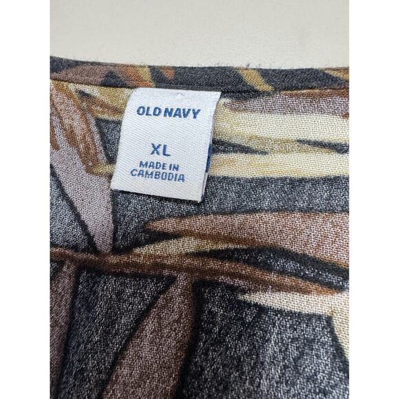 Old Navy Tropical Palm Leaf Maxi Dress XL Black Brown Waist Defined Tropical - Picture 10 of 15